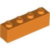 Lego Brick 1 x 4, Orange