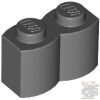 Lego Brick, Modified 1 x 2 with Log Profile, Dark bluish gray