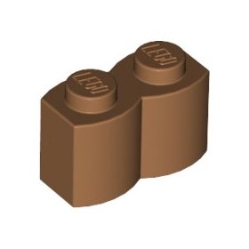 Lego Brick, Modified 1 x 2 with Log Profile, Medium Nougat