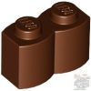 Lego Brick, Modified 1 x 2 with Log Profile, Reddish Brown