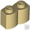 Lego Brick, Modified 1 x 2 with Log Profile, Tan