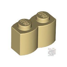 Lego Brick, Modified 1 x 2 with Log Profile, Tan