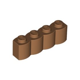 Lego Brick, Modified 1 x 4 with Log Profile, Medium Nougat
