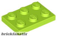 Lego Plate 2x3, Lime