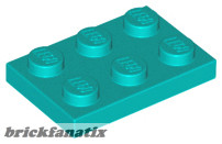 Lego Plate 2x3, Turquoise