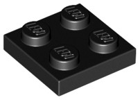 Lego Plate 2x2, Black