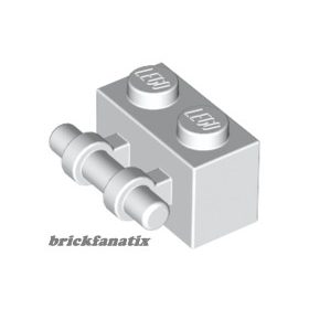 Lego Brick, Modified 1 x 2 with Bar Handle on Side, White