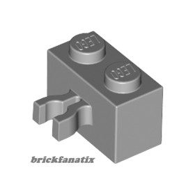   Lego Brick, Modified 1 x 2 with Split U Clip Thick (Vertical Grip), Light bluish gray