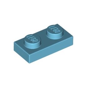 Lego PLATE 1X2, Medium azur