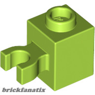 Lego BRICK 1X1 W/HOLDER, H0RIZONTAL, Bright yellowish green