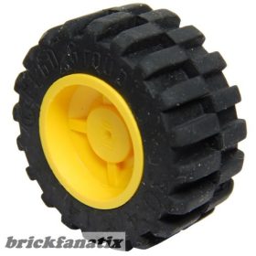   Lego Wheel 18mm D. x 14mm with Black Tire 30.4 x 14 (30285 / 30391), Yellow