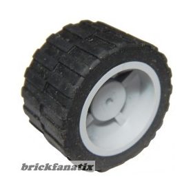   Lego Wheel 18mm D. x 14mm with Black Tire 24 x 14 Shallow Tread (30285 / 30648), Light bluish gray