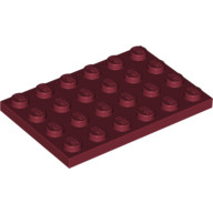 Lego PLATE 4X6, Dark red