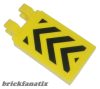 Lego Tile, Modified 2 x 3 with 2 Clips Angled with Black and Yellow Danger Stripes Pattern