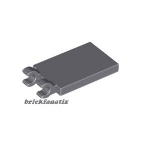 Lego Tile, Modified 2 x 3 with 2 Open O Clips, Dark gray