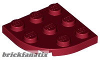 Lego Plate, Round Corner 3 x 3, Dark red
