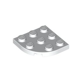 Lego Plate, Round Corner 3 x 3, White
