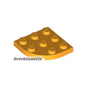 Lego Plate 3X3, 1/4 Circle, Flame yellowish orange