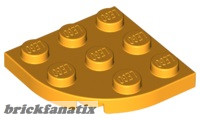 Lego Plate 3X3, 1/4 Circle, Flame yellowish orange