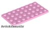 Lego Plate 4 X 8, Bright pink