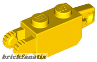 Lego Hinge Brick 1 x 2 Locking with 1 Finger Vertical End and 2 Fingers Vertical End, 9 Teeth, yellow