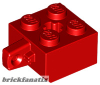 Lego Hinge Brick 2 x 2 Locking with 1 Finger Vertical and Axle Hole, Red