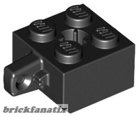 Lego Hinge Brick 2 x 2 Locking with 1 Finger Vertical and Axle Hole (x Shape), Black