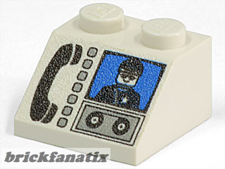 Lego ROOF TILE 2X2/45° with Phone and Minifigure Pattern, White