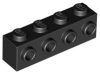Lego Brick, Modified 1 x 4 with Studs on Side, Black