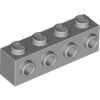 Lego Brick, Modified 1 x 4 with Studs on Side, Light bluish gray