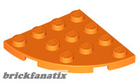 Lego Plate 4X4, 1/4 Circle, Orange