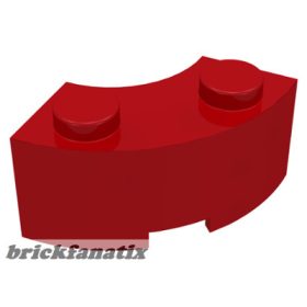   Lego Brick, Round Corner 2 x 2 Macaroni with Stud Notch, Bright red