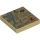 Lego Tile 2 x 2 with Groove with Map River, Dark Tan Mountains, Handwriting and Red 'X' Pattern