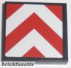 Lego Tile 2 x 2 with Groove with Red and White Chevron Stripes Pattern (Sticker) - Sets 7632 / 7633 / 60098, Black