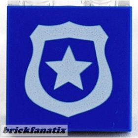   Lego Tile 2 x 2 with Groove with White Police Badge with Star Pattern