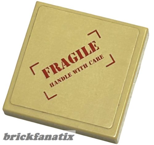 Lego Tile 2 x 2 with 'FRAGILE HANDLE WITH CARE' Pattern (Sticker) - Sets 8196 / 8199