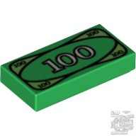 Lego Flat Tile 1X2, with Groove with White 100 Paper Bill Money Pattern