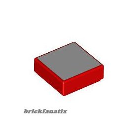   Lego Tile 1 x 1 with Groove with White Square Pattern, Bright red