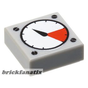   Lego Tile 1 x 1 with White and Red Gauge, Black Thick Needle and Screw Heads Pattern