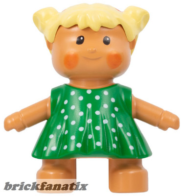 Lego Duplo Figure, Doll, Anna's Baby, Green Polka Dot Dress