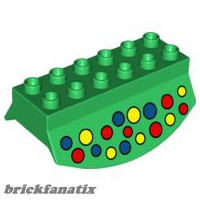 Lego Duplo, Brick 2 x 6 Lower Flap Extensions with Yellow/Red/Blue Dots Pattern