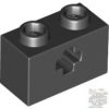 Lego Brick 1x2 With Cross Hole, Black