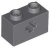 Lego Brick 1x2 With Cross Hole, Dark grey