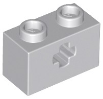 Lego Brick 1x2 With Cross Hole, Light grey