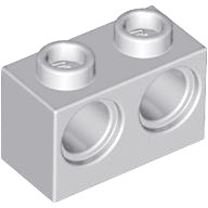 Lego BRICK 1X2 M. 2 HOLES Ø 4,87, Light grey