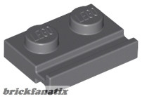 Lego Plate 1x2 with Door Rail, Dark grey