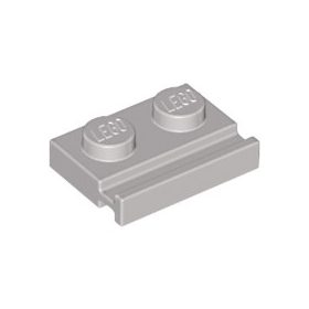 Lego Plate 1x2 with Door Rail, Light gray