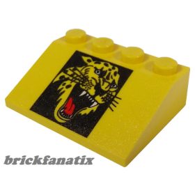   Lego Slope 33 3 x 4 with Roaring Cheetah Head Pattern, Yellow