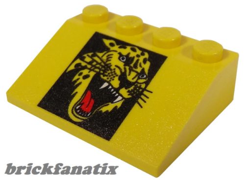 Lego Slope 33 3 x 4 with Roaring Cheetah Head Pattern, Yellow