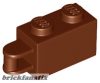 Lego Brick, Modified 1 x 2 with Bar Handle on End - Bar Inset from Edge, Reddish brown